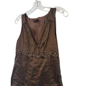 Toi et Moi Women's Dressy Brown Waist Beading Lined Dress Size M